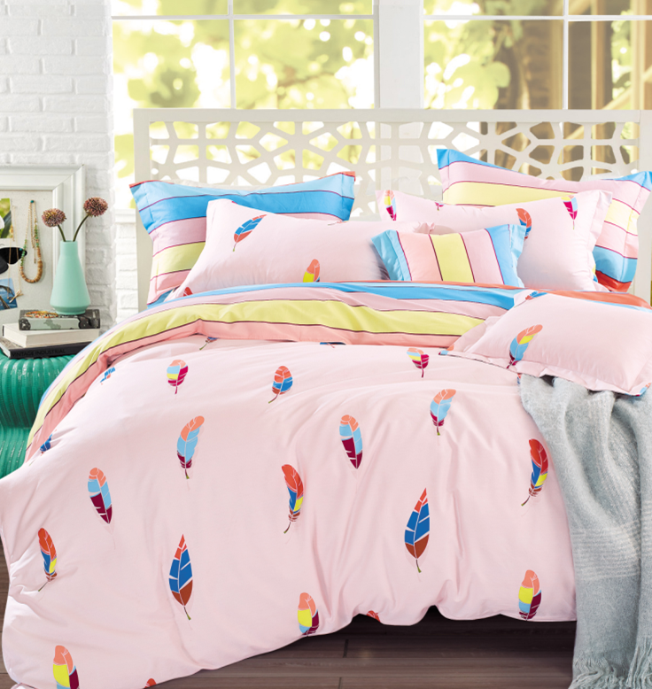 

Постельное белье CottonTwill Пёрышки 2-спальный Розовый 175x215 см ( FB772CT)