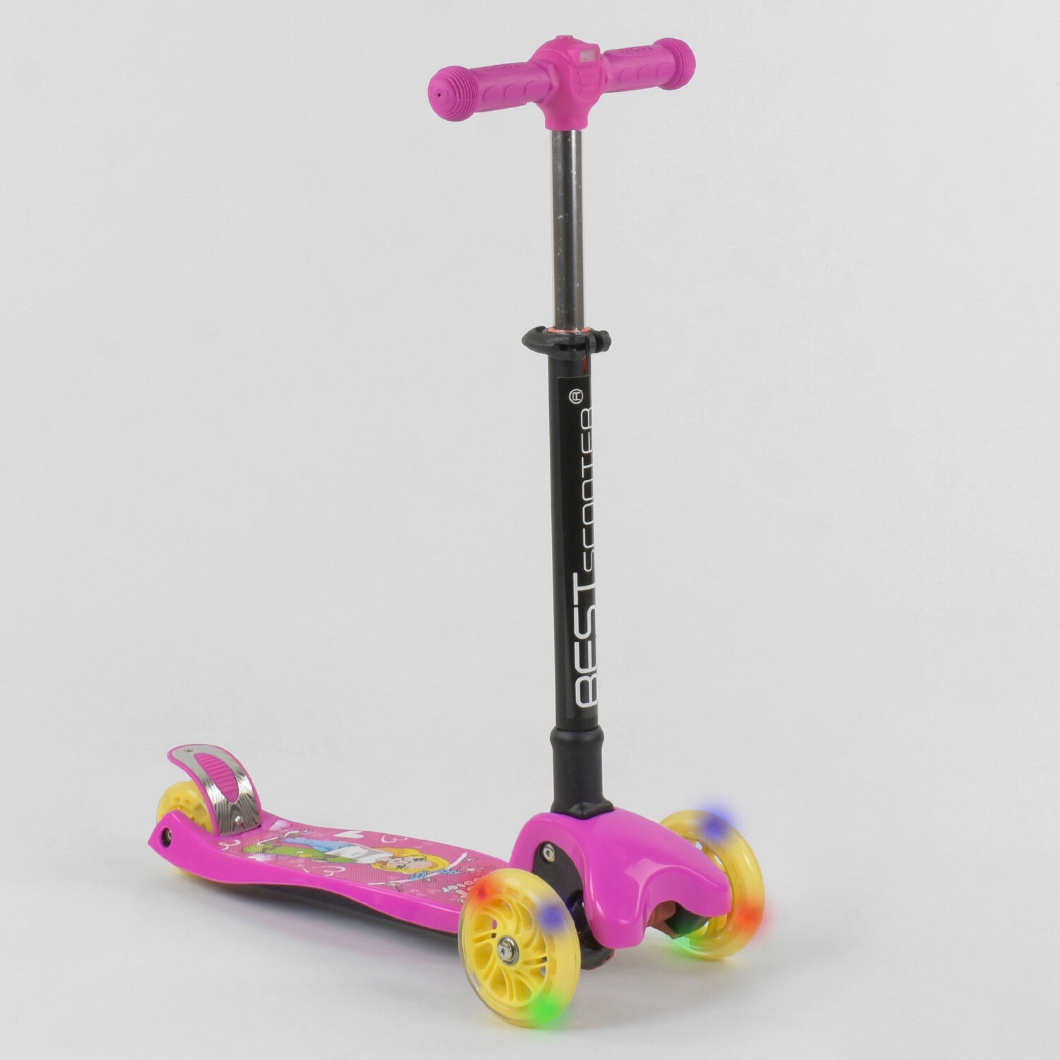 Детский трехколесный самокат с фарой Best Scooter 20847 Розовый ...