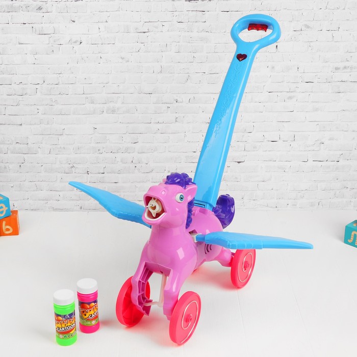 

Каталка Baby Toys FH 888 с мыльными пузырями "Лошадка" сиреневый, мелодии, подсветка