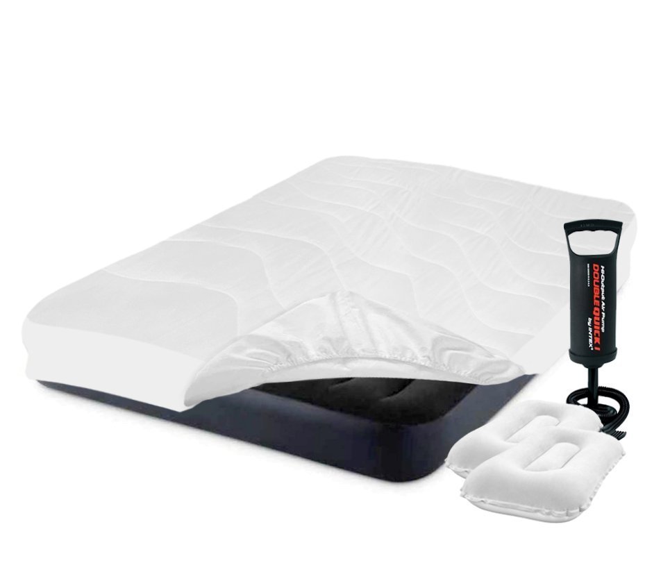 

Надувной матрас Intex 64142-3 Pillow Rest Classic полуторный с подушками, наматрасником и ручным насосом (137х191х25) черный (in-64142-3)