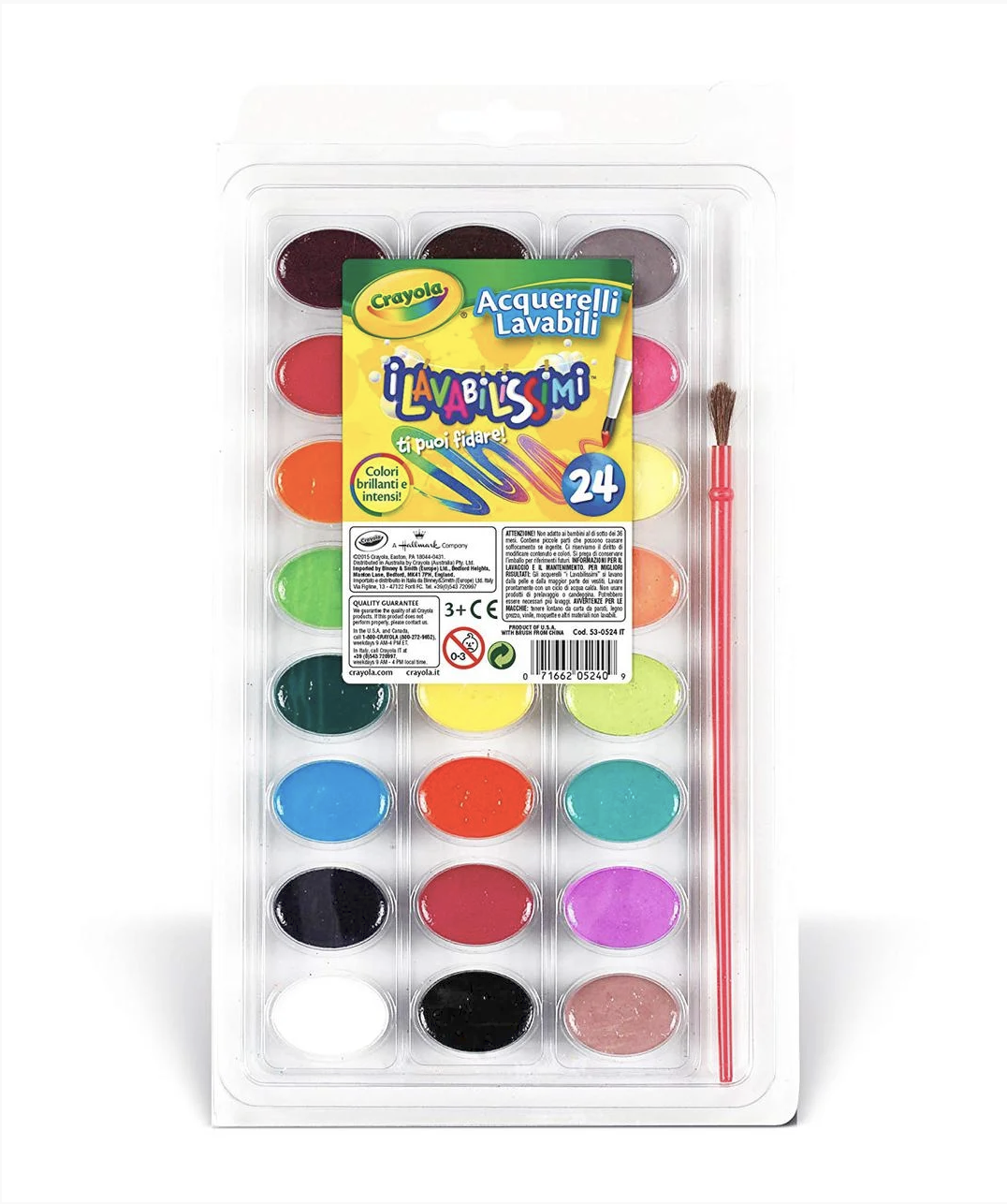 

Смываемые акварельные краски для рисования Crayola 24 цвета