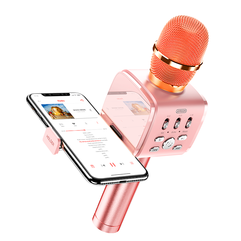 

Беспроводной Караоке Микрофон Колонка для караоке 2 в 1 JOYROOM with Holder JR-MC3 Rosegold