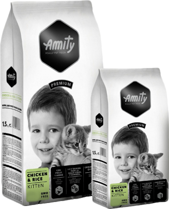 

Повседневный корм для котят Amity с курицей и рисом 10 + 1.5 кг (8436538947203)