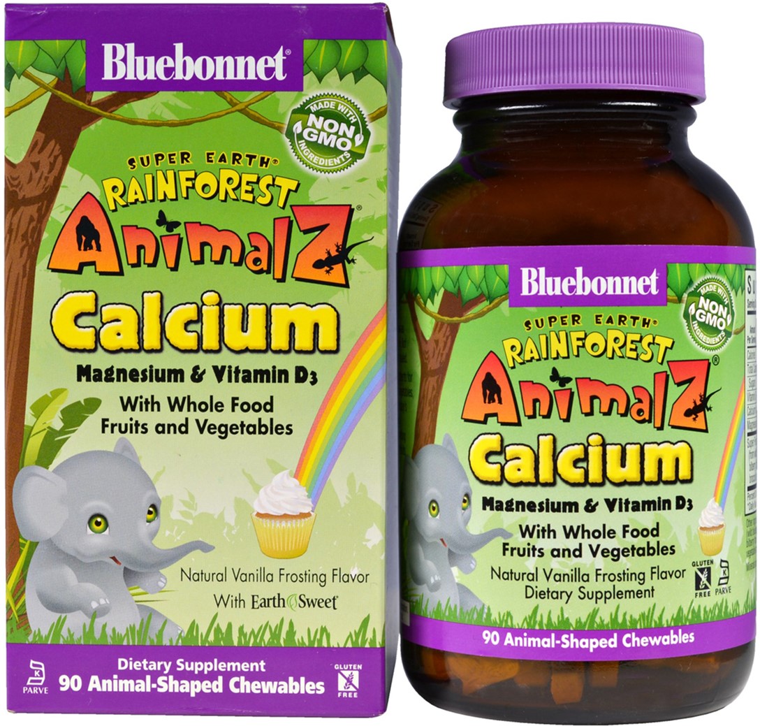 

Минералы Bluebonnet Nutrition Rainforest Animalz кальций магний и витамин D3 Ваниль 90 жевательных таблеток (743715001961)