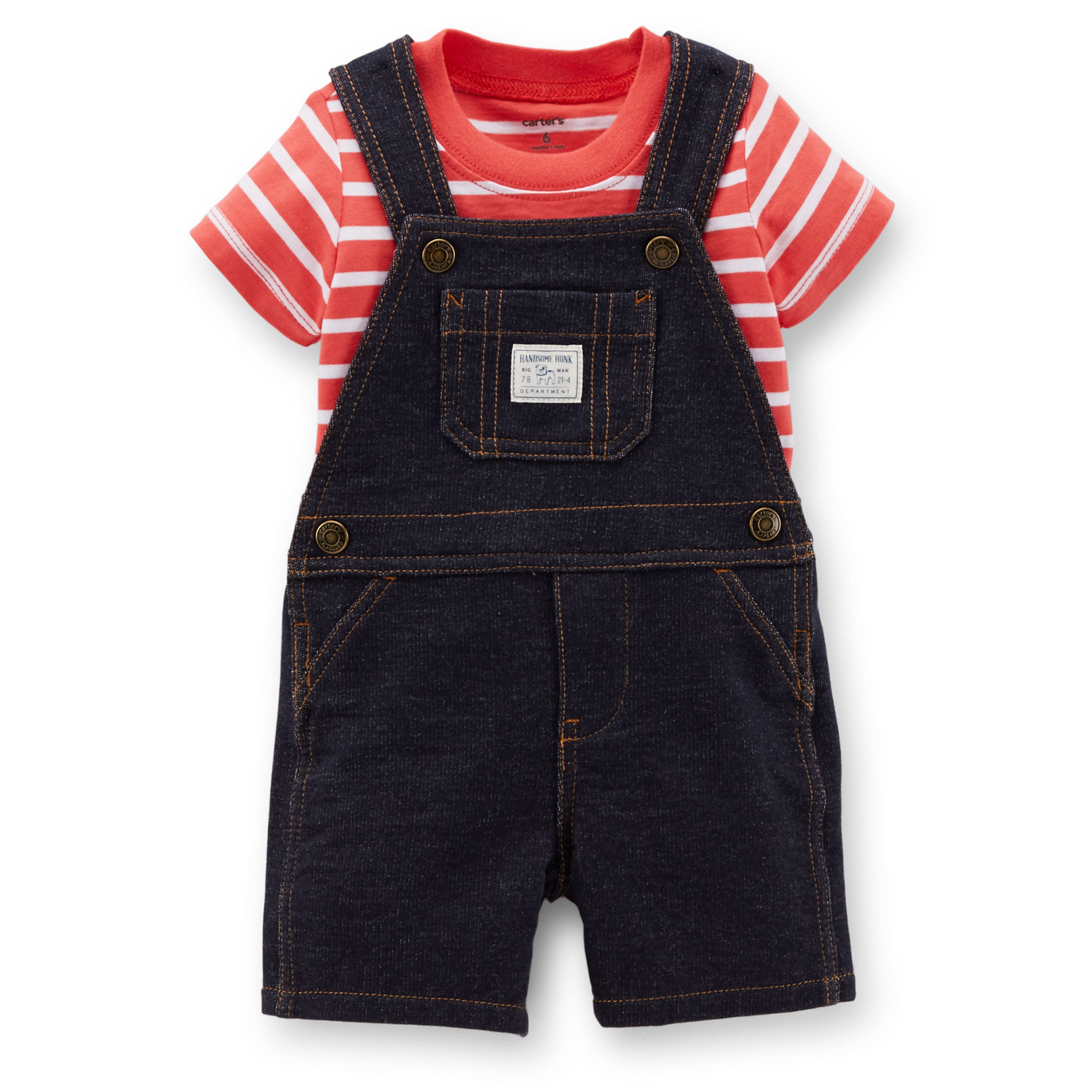 

Котоновый комбинезон шорты Carters denim с футболкой Оранжевый (12M/72-78) (658)