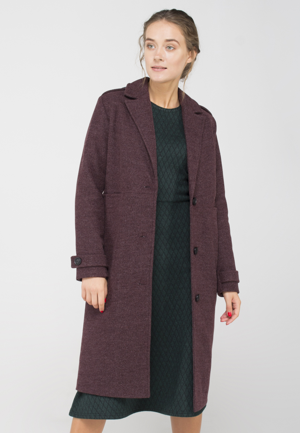 

Пальто Shtoyko с погонами М Бордовое