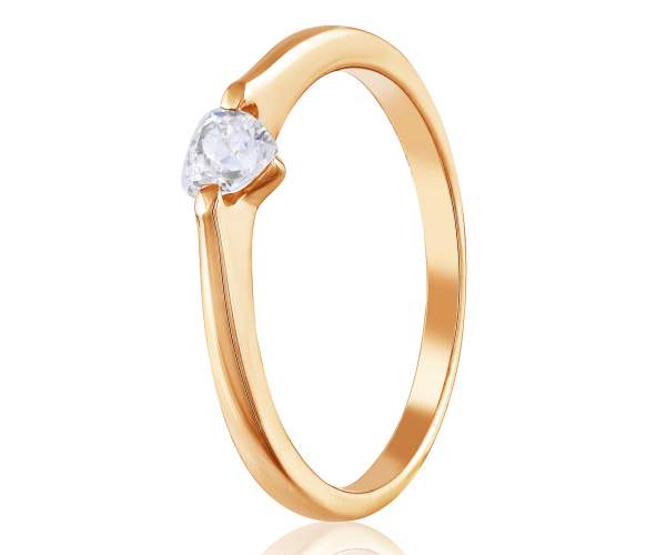 

Кольцо золотое с камнем SWAROVSKI Zirconia в форме сердца, КД4184SW, 15.5 размер