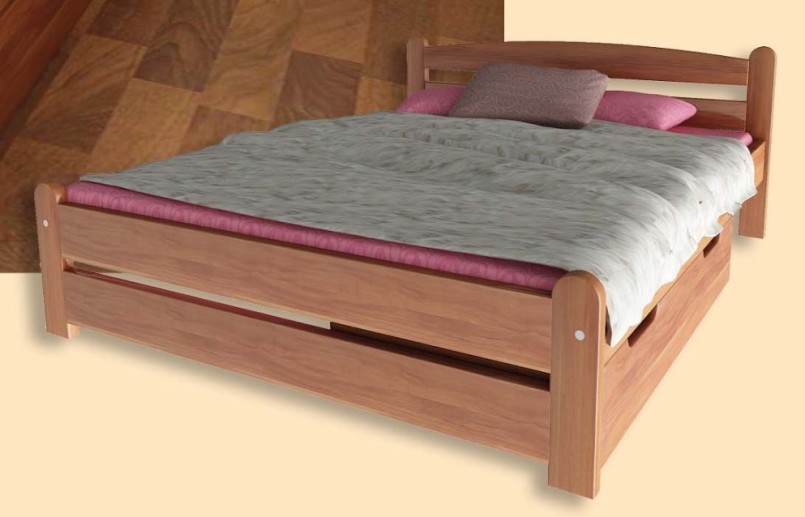 

Кровать Вега-4 Темп-Мебель Выдвижные ящики Ольха массив 140x200 см R0141-0406