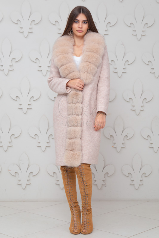 

Пальто шерстяная ткань Chic fashion комбинированный 46 бежевый 10247