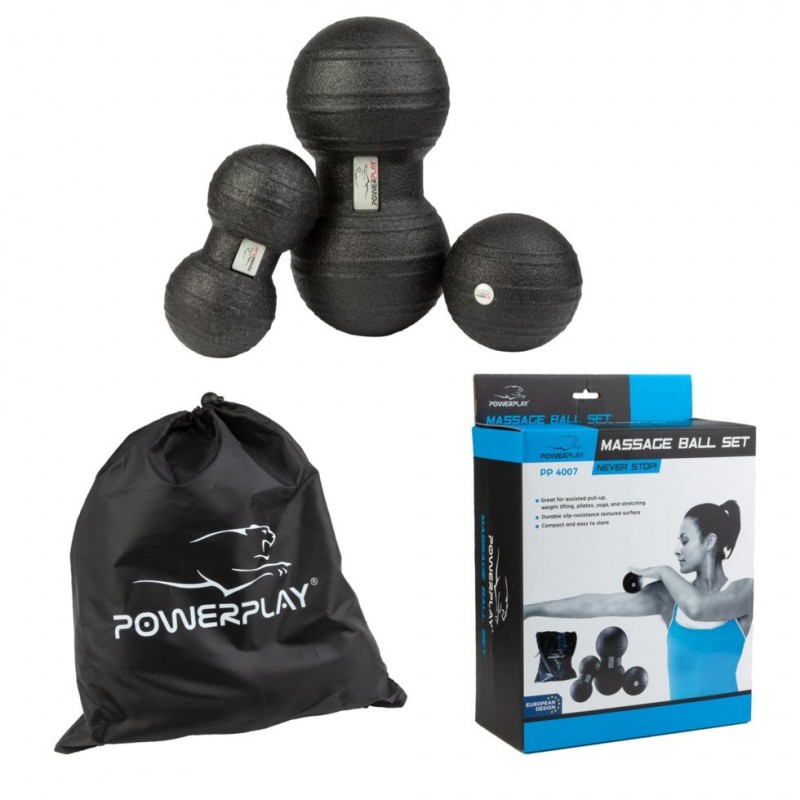 

Набор массажных мячик PowerPlay (3 шт), код: PP_4007_Black (3pcs)