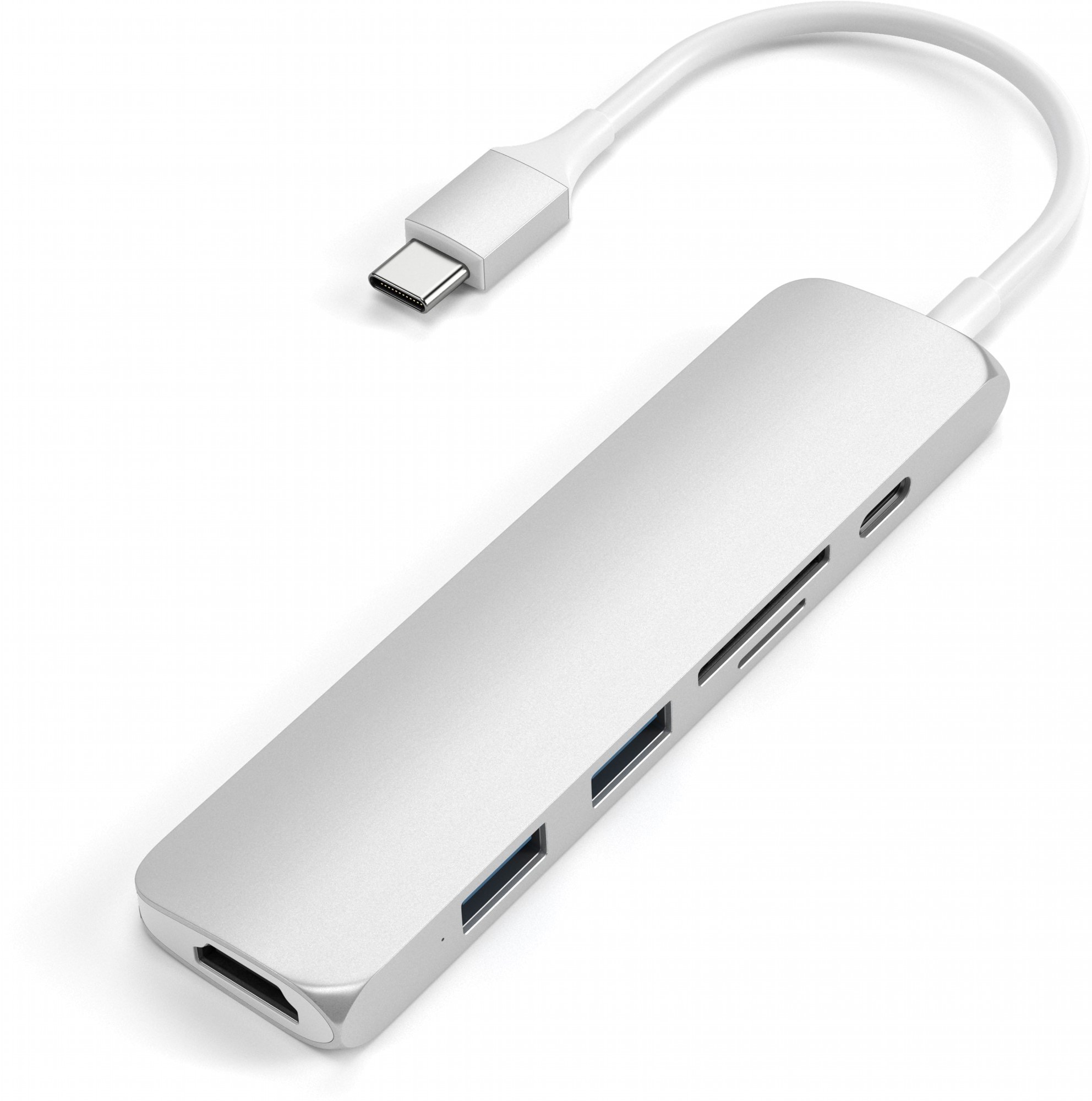 Акція на USB-хаб Satechi Aluminum Type-C Slim Multi-Port Adapter 4K V2 Silver (ST-SCMA2S) від Rozetka UA