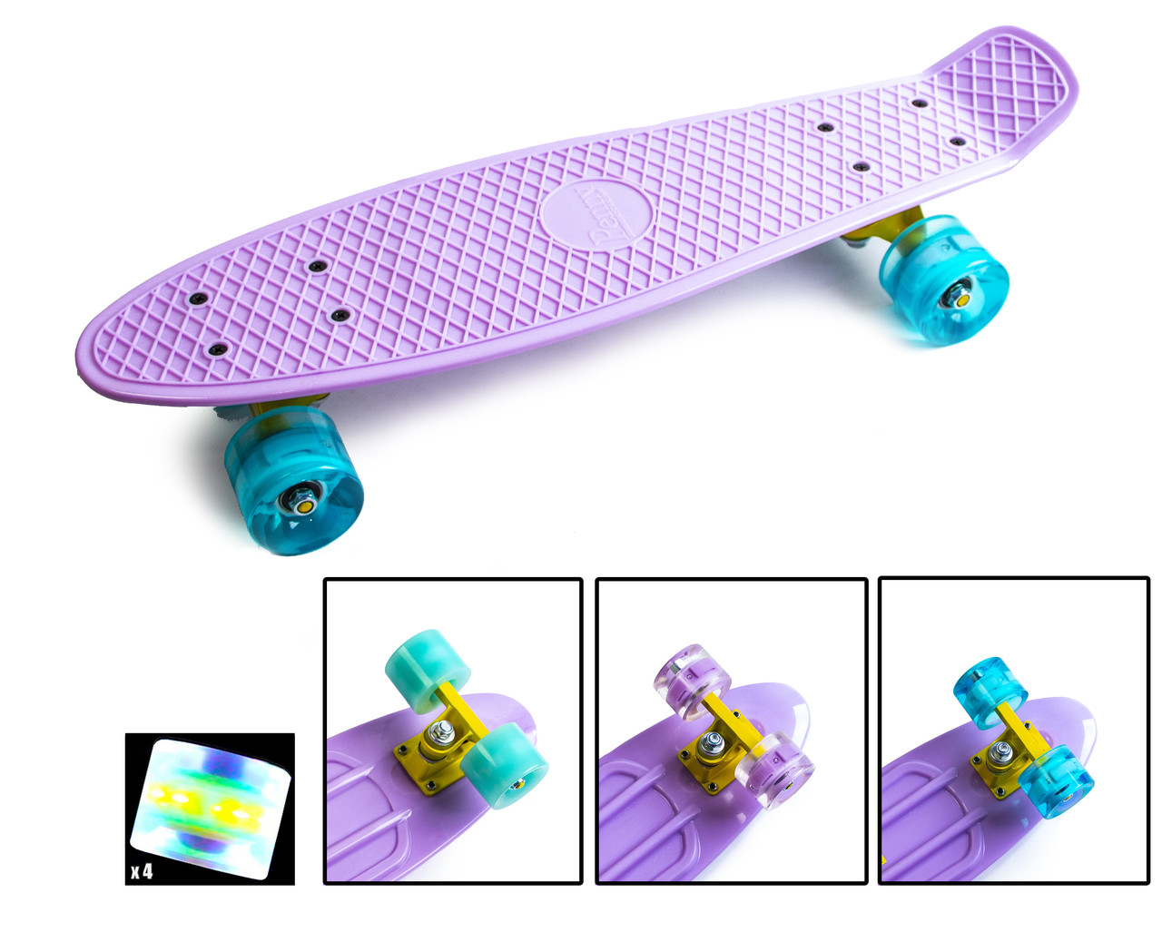 

Скейтборд, Penny Boarde Лиловый Светящиеся колеса