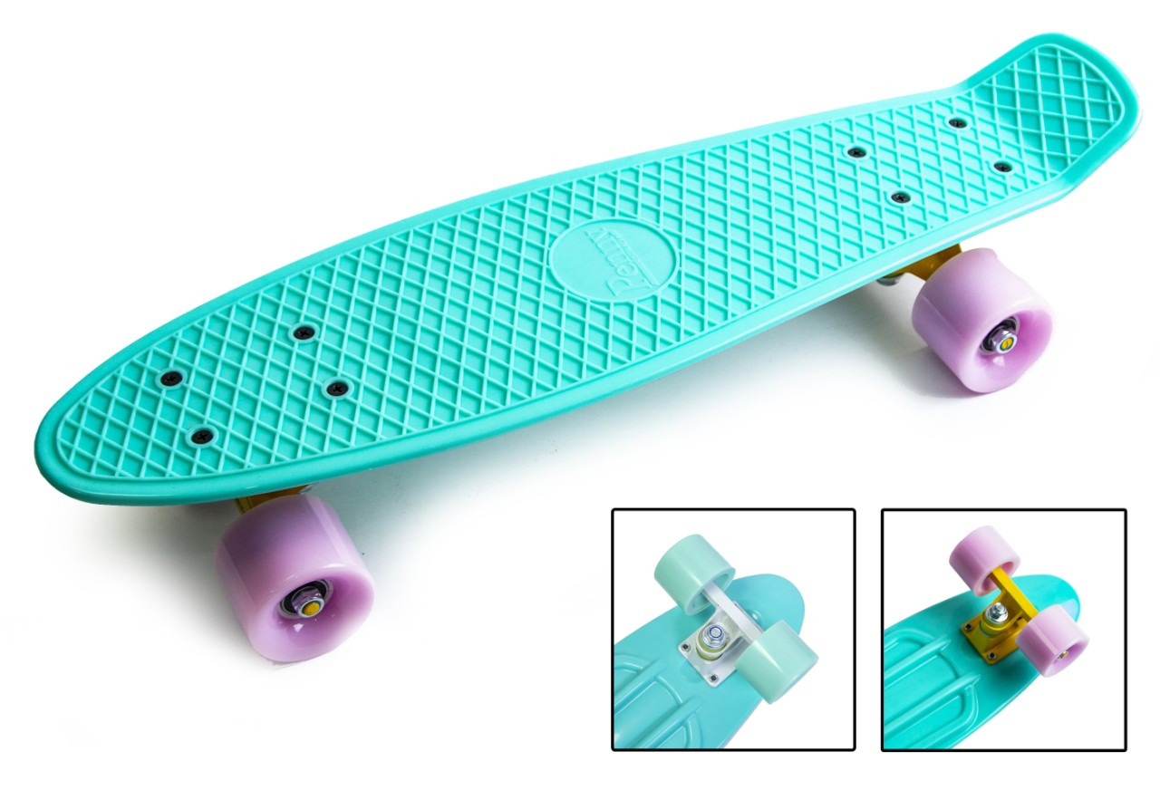 

Скейтборд, Penny board "Pastel Series" Бирюзовый Матовые колеса