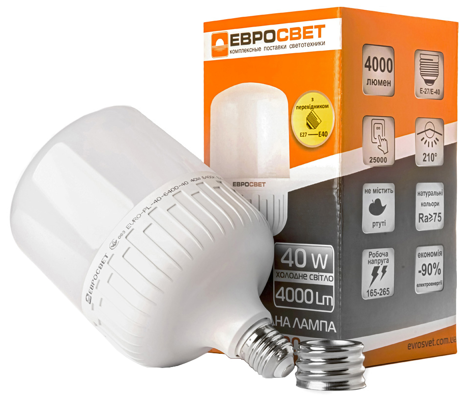 

Светодиодная лампа ЕВРОСВЕТ 40W E40 6400K EVRO-PL-40-6400-40 (39474)
