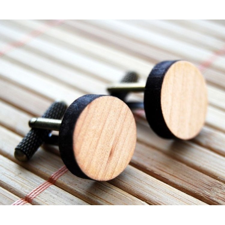 

Деревянные запонки Круглые Обычные Handmade Бронзово-коричневый