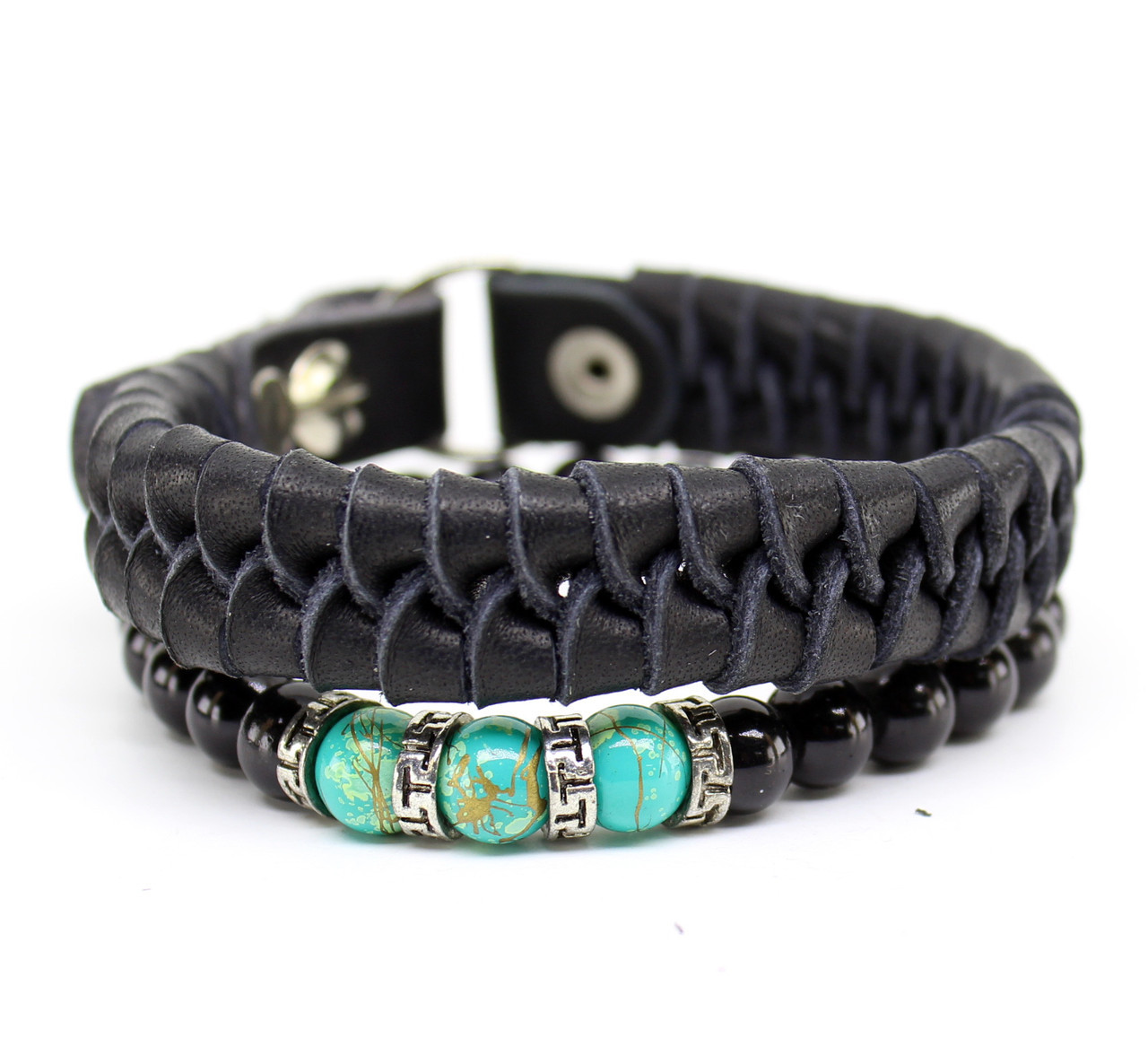 

Набор браслетов из натуральной кожи унисекс Scappa Черный