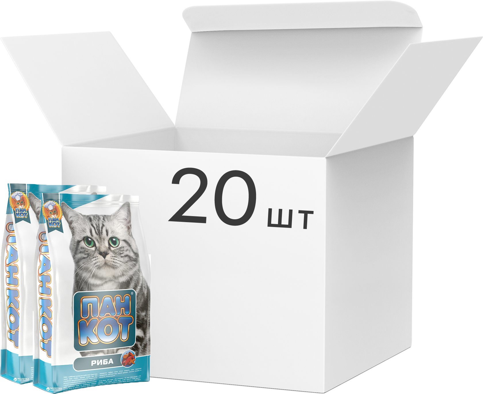 Акція на Упаковка сухого корма для кошек Пан Кот Рыба 20 шт по 400 г (4820111140497-20) від Rozetka UA