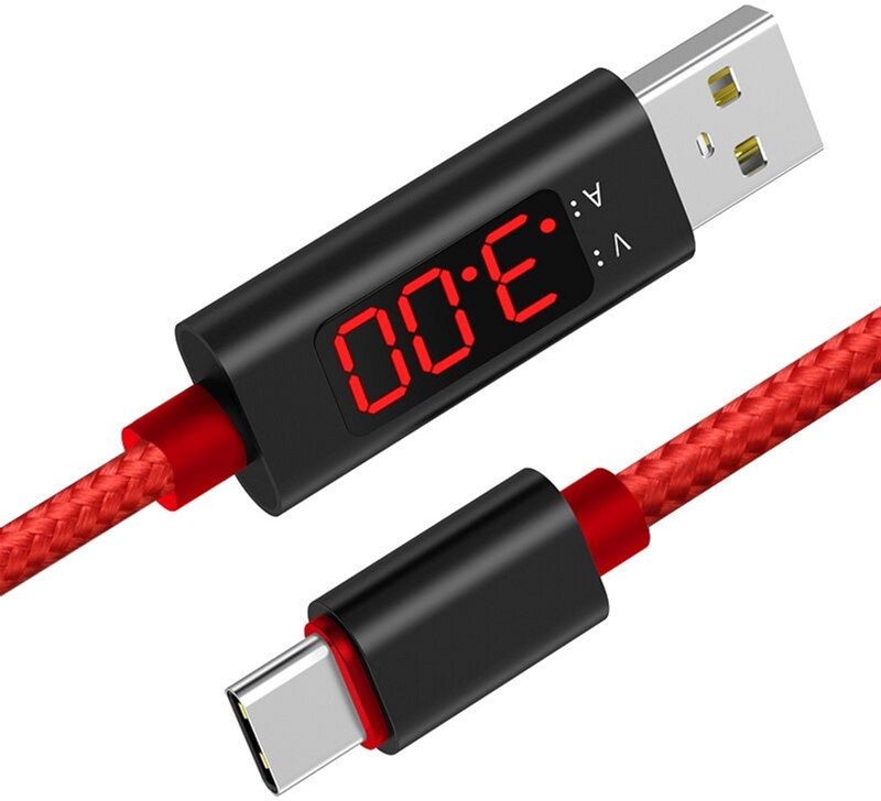 

Кабель Extradigital USB A Male to Type C With LCD display 1 м Red