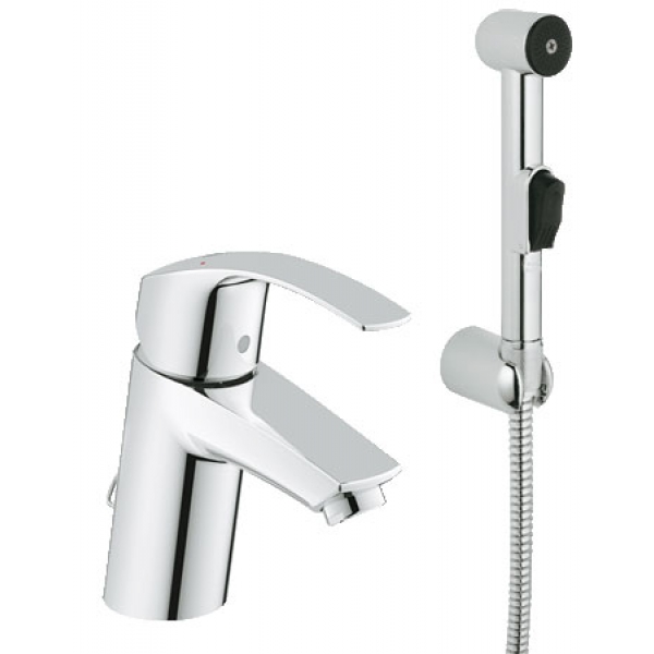 

Смеситель для умывальника GROHE Eurosmart 23124002 стоп-лейка, шланг, держатель, хром