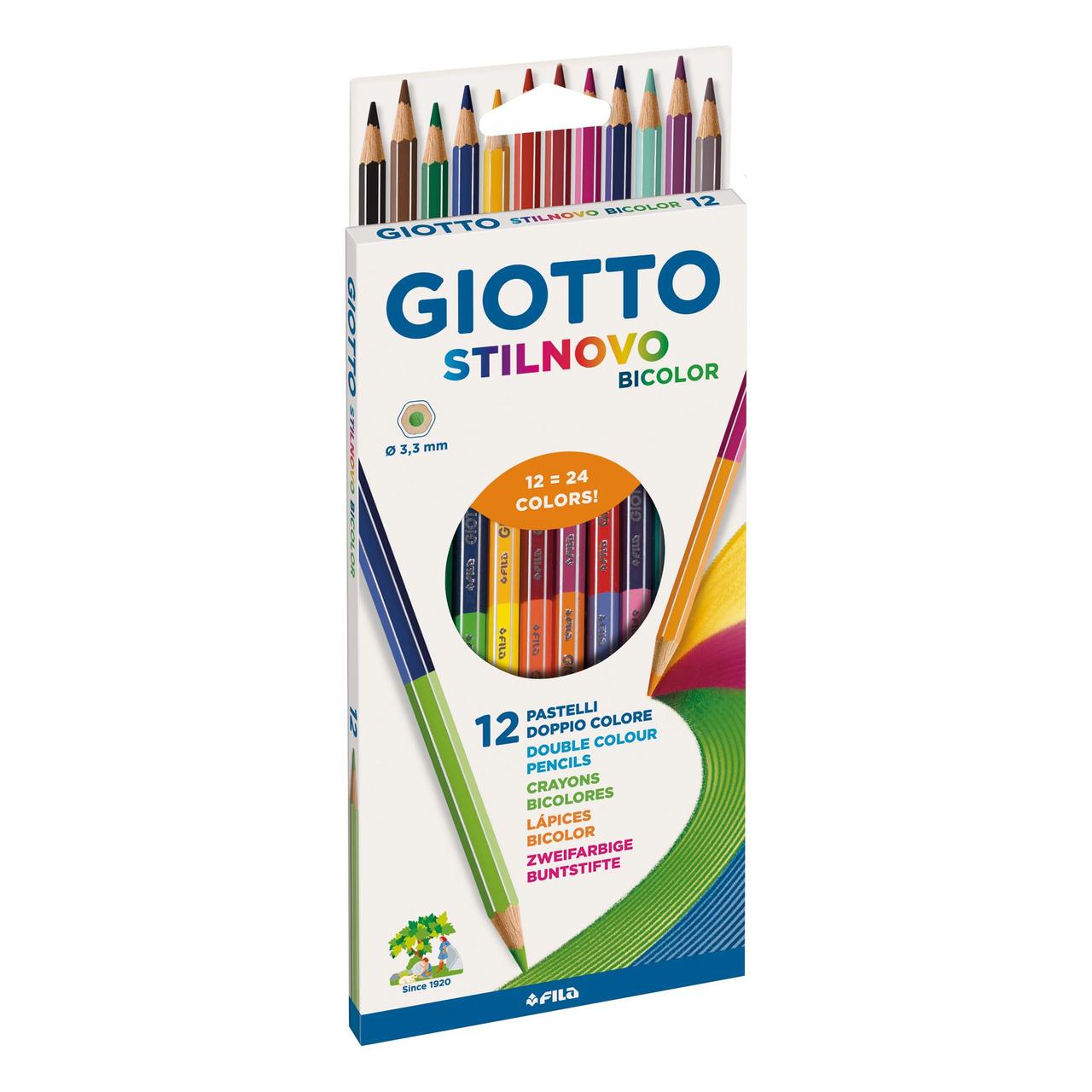 

Карандаши цветные Giotto Stilnovo Bicolor двусторонние 12 шт, 24 цвета (8000825256516)