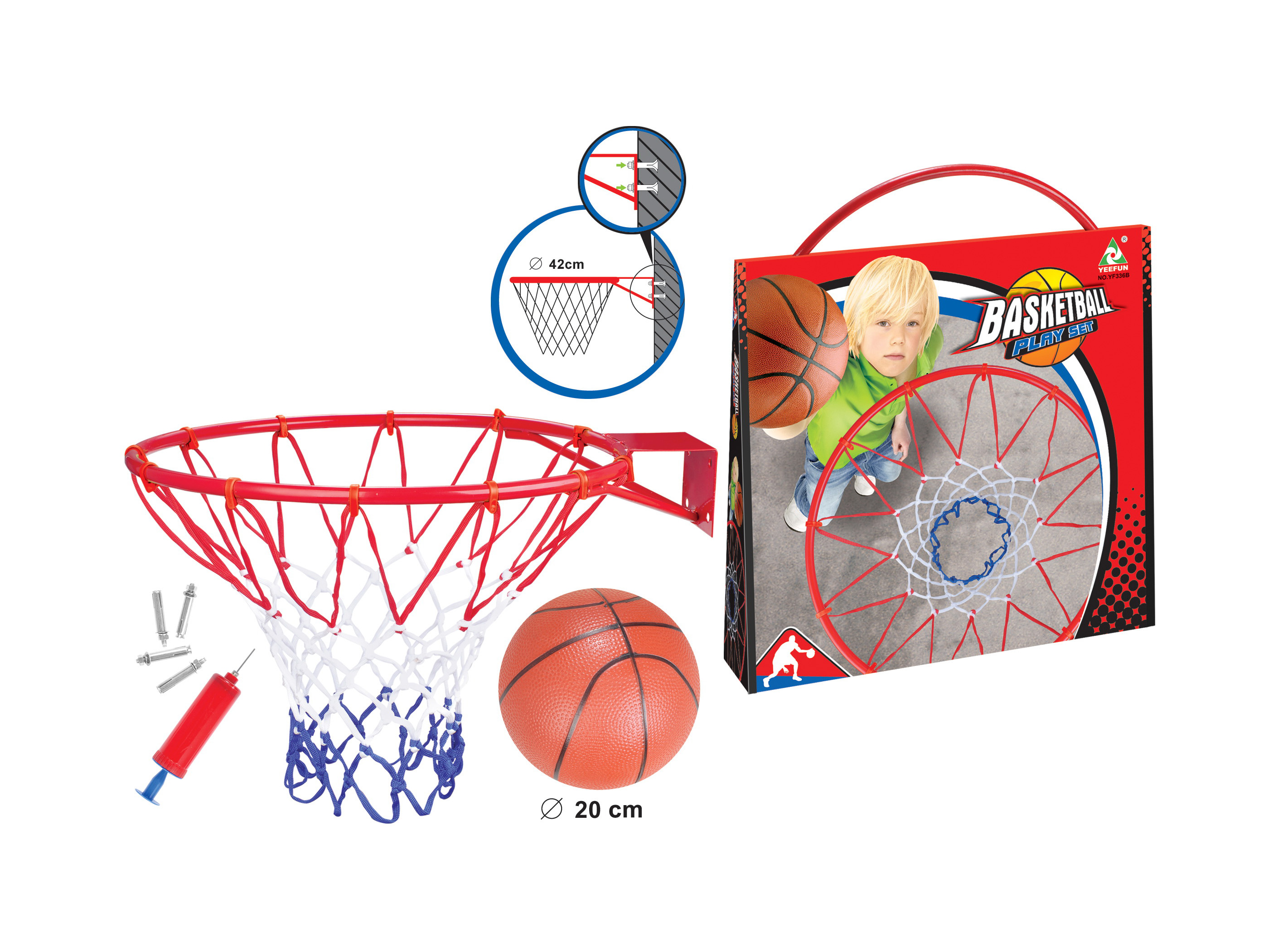 

Набор для баскетбола-металлическое кольцо YEEFUN разноцветный (YF336B)