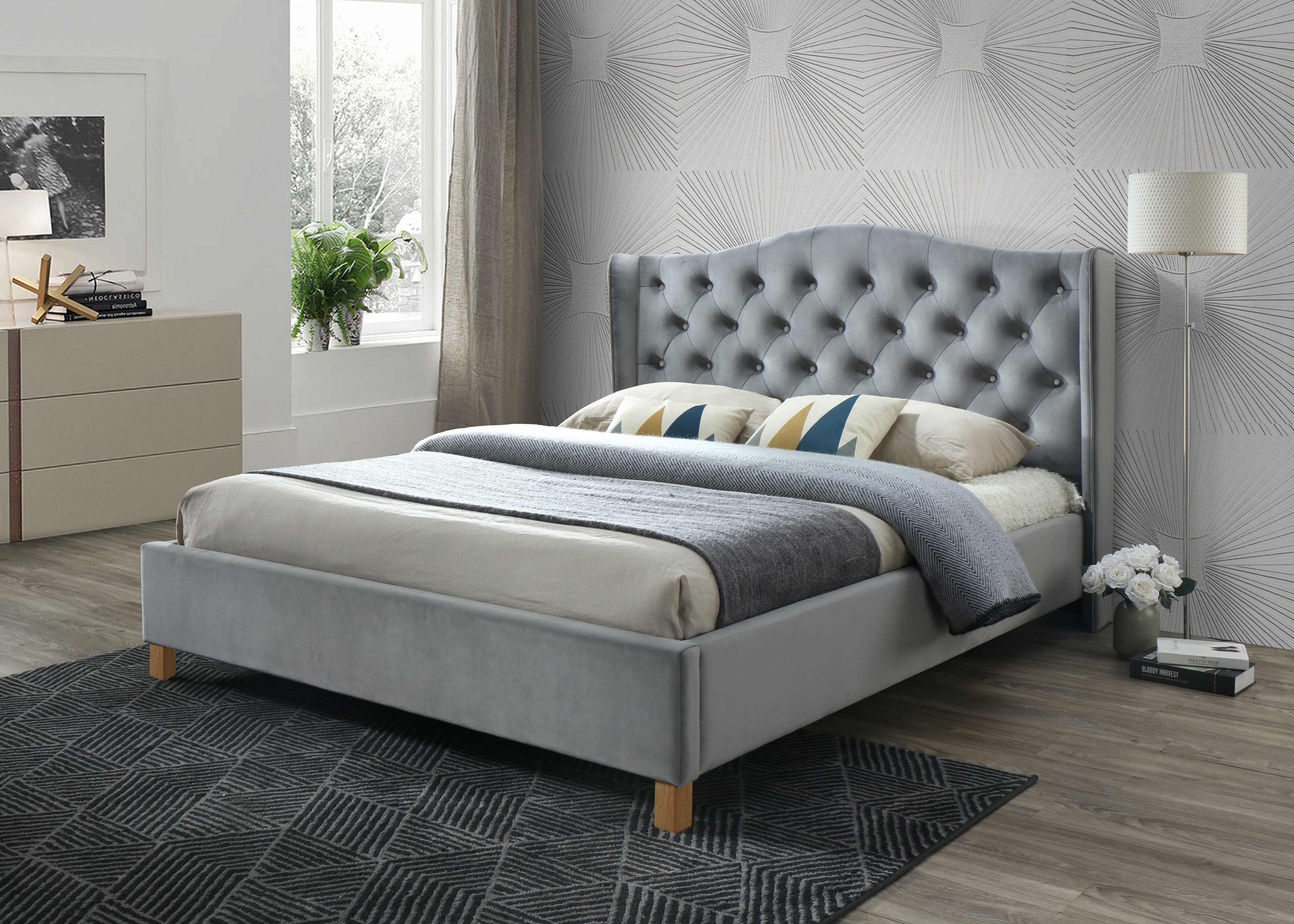 

Двуспальная кровать Signal Aspen Velvet 160X200 Серый