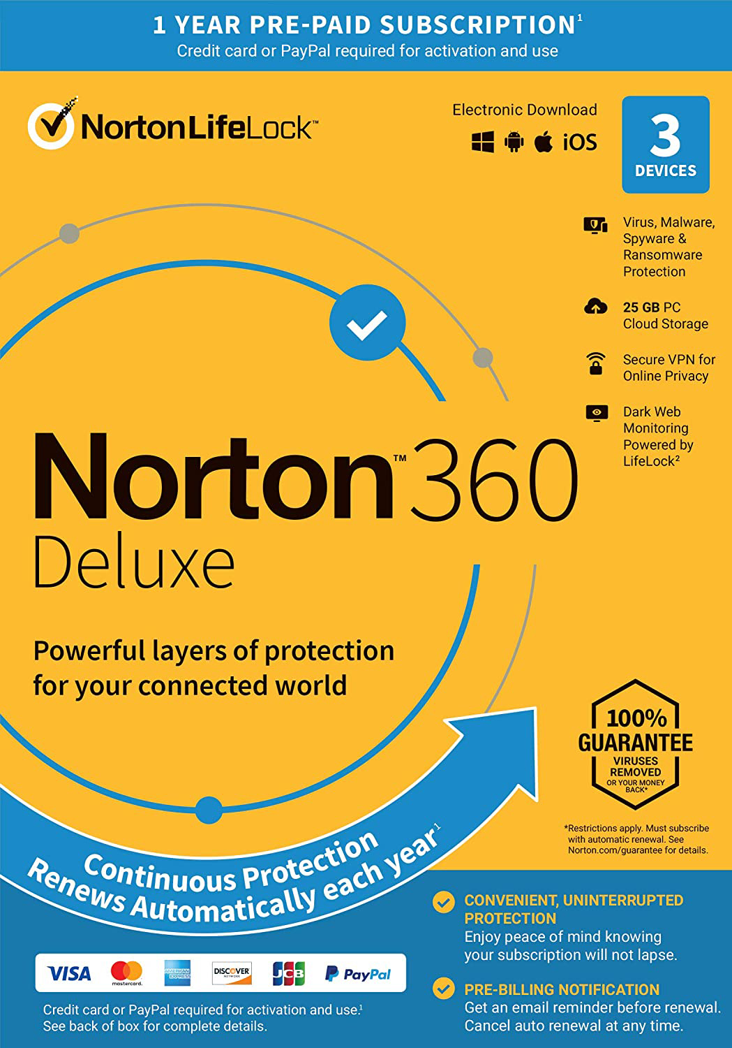 Антивирус Norton 360 Deluxe 25GB для 3 ПК на 1 год ESD-электронный ключ ...