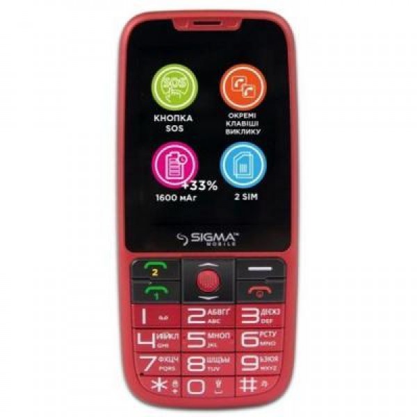 

Мобильный телефон Sigma Comfort 50 Elegance 3 (1600 mAh) Red
