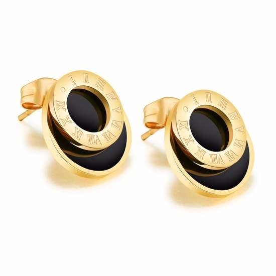 

Серьги с эмалью YST Roman numerals Gold