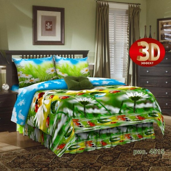 

Комплект постельного белья Лето 3D CottonTwill 1-спальный 150х220 см Бязь (РБ017-1)