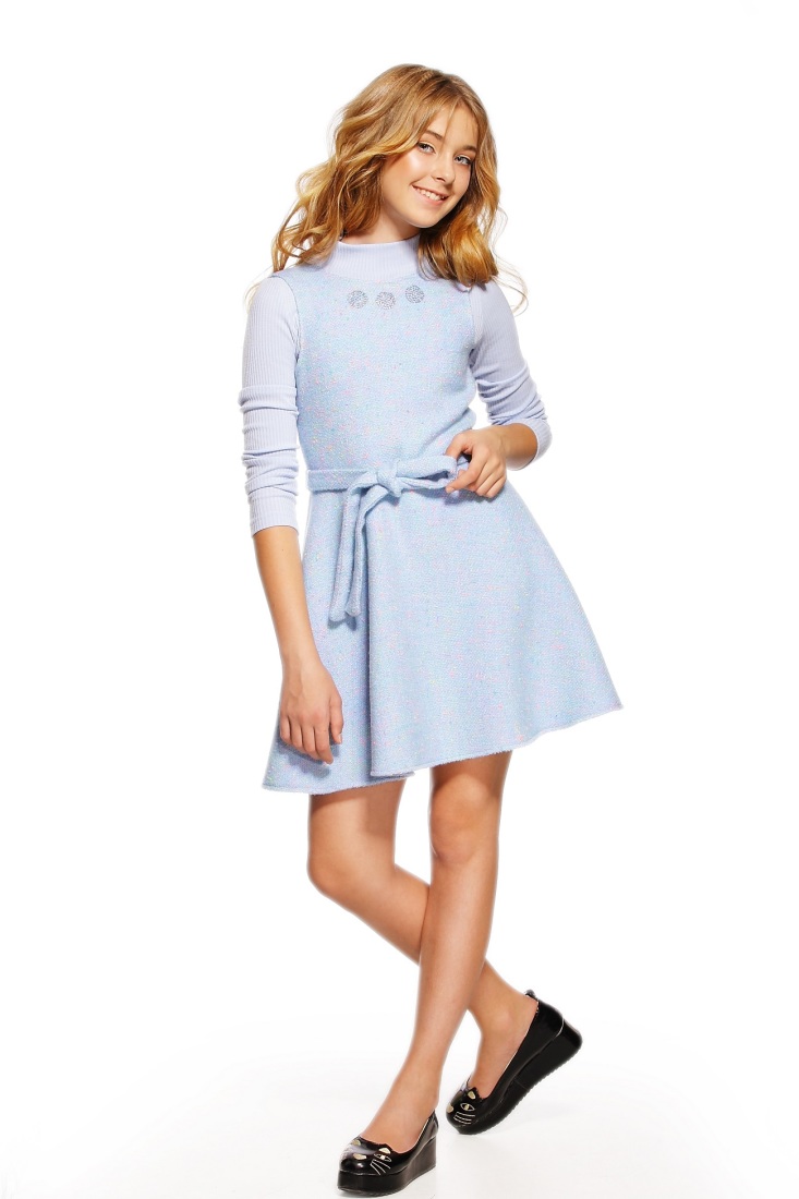 

Платье для девочек Lukas Kids клеш букле 128 голубой(7322)
