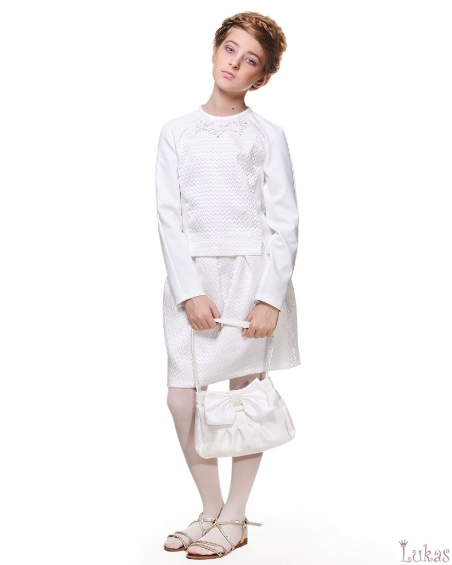 

Костюм для девочек Lukas Kids джемпер и юбка жаккард 146 белый(55178)