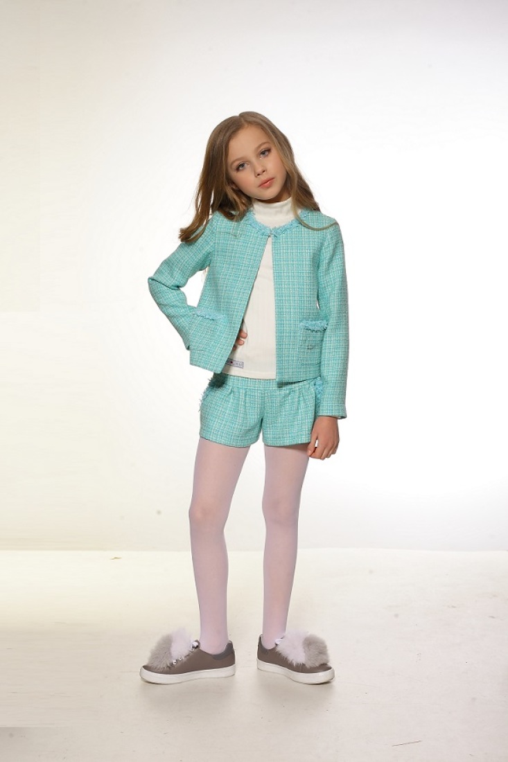 

Костюм для девочек Lukas Kids жакет и шорты рогожка 158 Бирюза(71212)