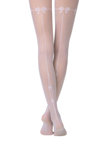 

Колготки с имитацией шва сзади и рисунком бантики Conte Elegant MISTERY, 4, Bianco