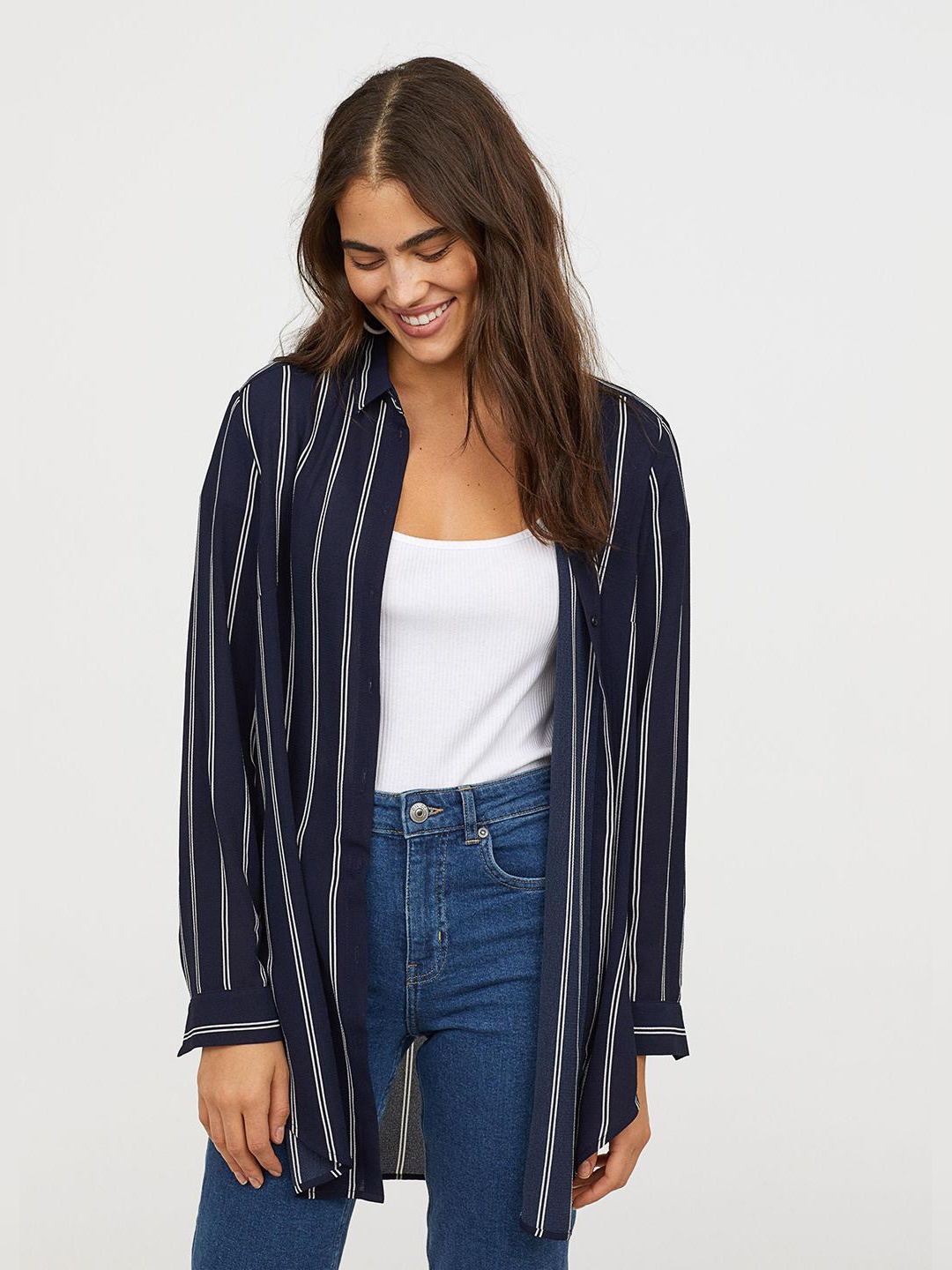 

Рубашка H&M 640462001a22 32 Темно-синяя