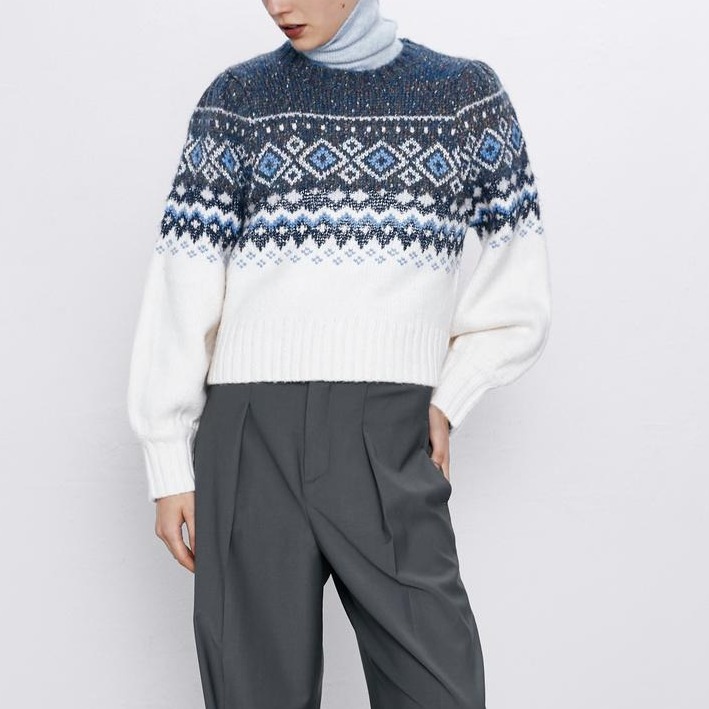 

Джемпер женский вязаный с орнаментом Ornament Berni Fashion (S) Синий