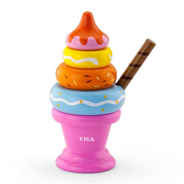 

Игровой набор Viga Toys Пирамидка-мороженое, розовый (51321)