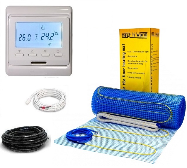 

Тепла підлога Grand Meyer EcoNG 150 двожильний мат 1200 Вт 8 м² з програмованим терморегулятором в комплекті