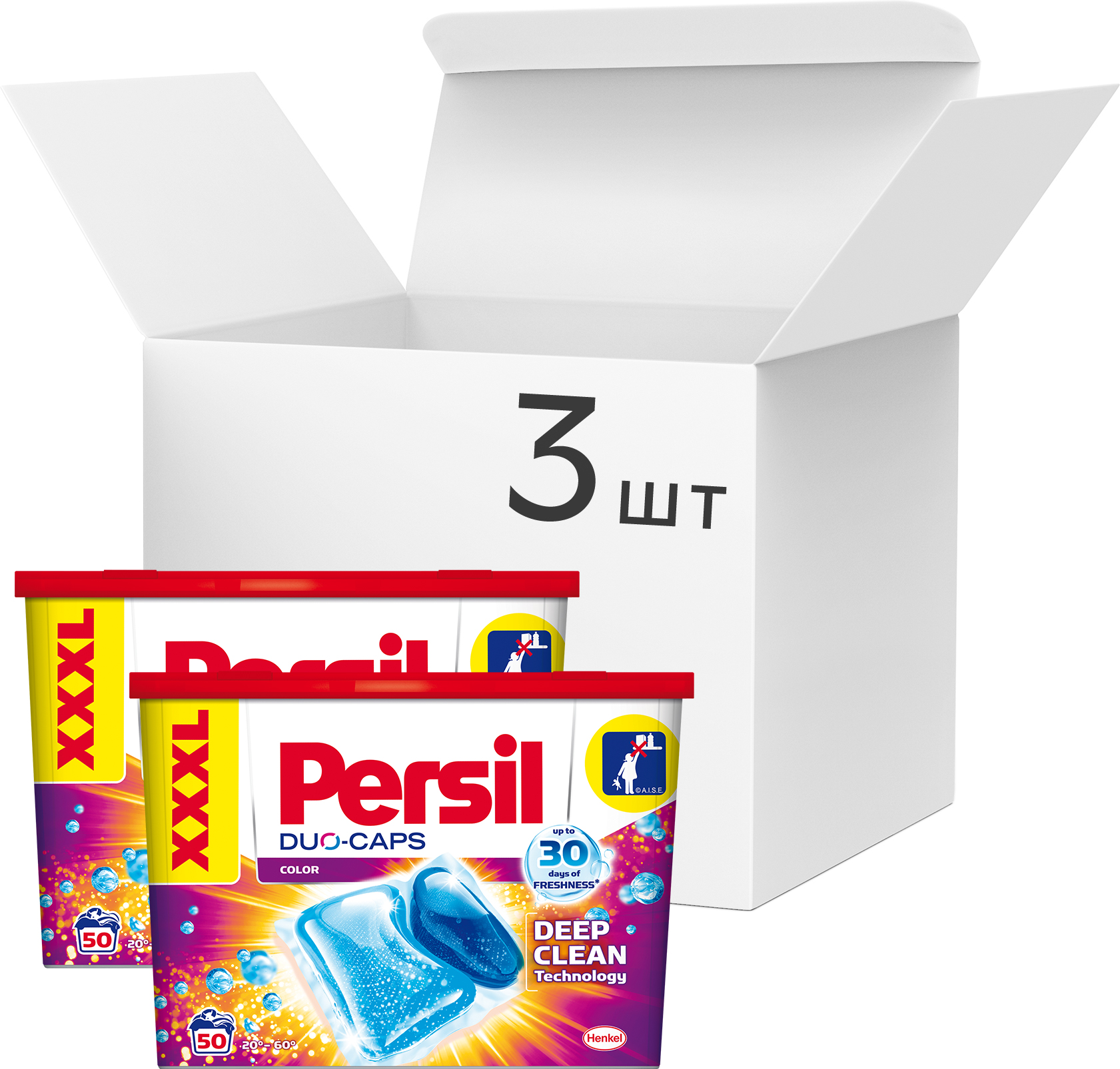 Упаковка дуо-капсул для стирки Persil Эксперт Колор 3 х 50 шт ...