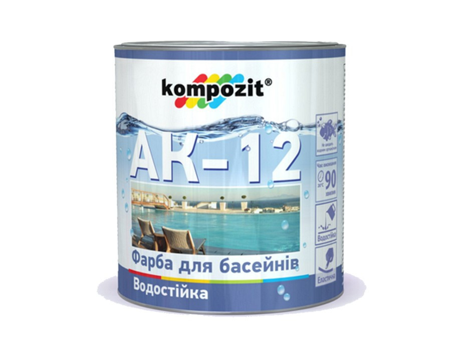 

Краска для бассейнов Kompozit АК-12 (0.9 кг) голубая