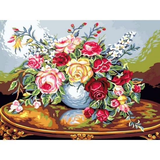 

Картина по номерам VK085 Розы на резном столе, 30x40 см., Babylon