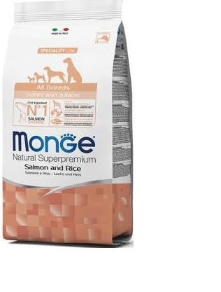 

Сухой корм для щенков всех пород Monge DOG All breeds Puppy & Junior лосось с рисом 15 кг
