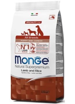 

Сухой корм для щенков всех пород Monge DOG All breeds Puppy & Junior ягненок с рисом 2.5 кг