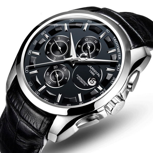 

Чоловічий класичний механічний годинник Carnival Genius Black 8705