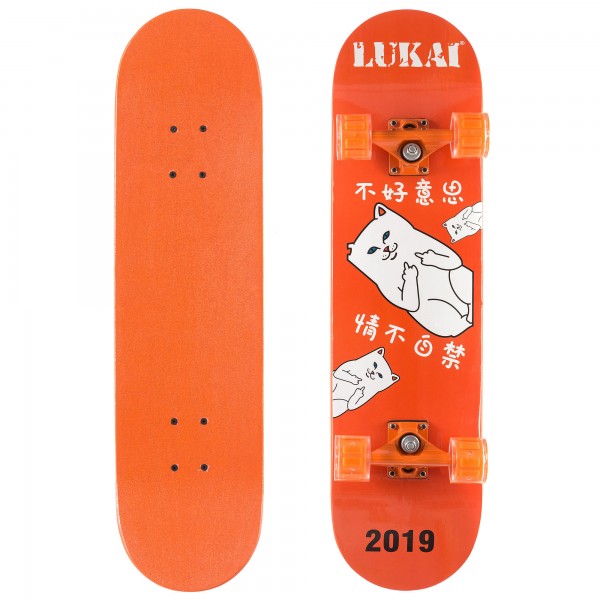 

Скейтборд в сборе (роликовая доска) со светящимися колесами LUKAI SK-1245-3 Orange (PS00570)