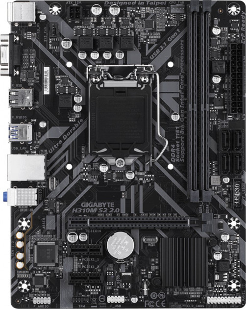 

Мат. плата MB GigaByte H310M S2 2.0 (s1151, Intel H310, PCI-Ex16)