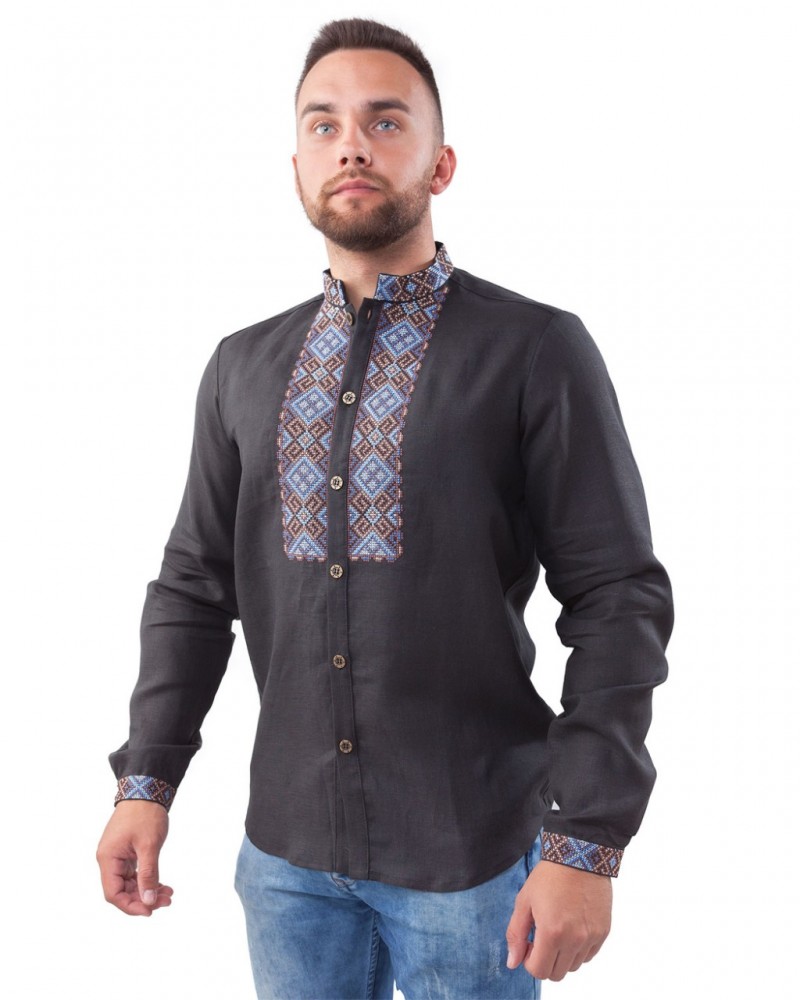 

Вишиванки Вол Sm 029 льон 3 XL чорний