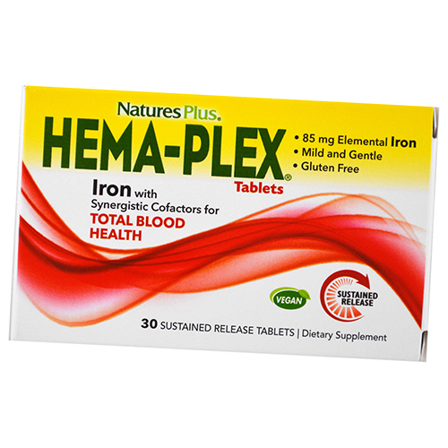 

Комплекс для здоровья крови, Hema-Plex Sustained, Nature's Plus 30таб (36375058)