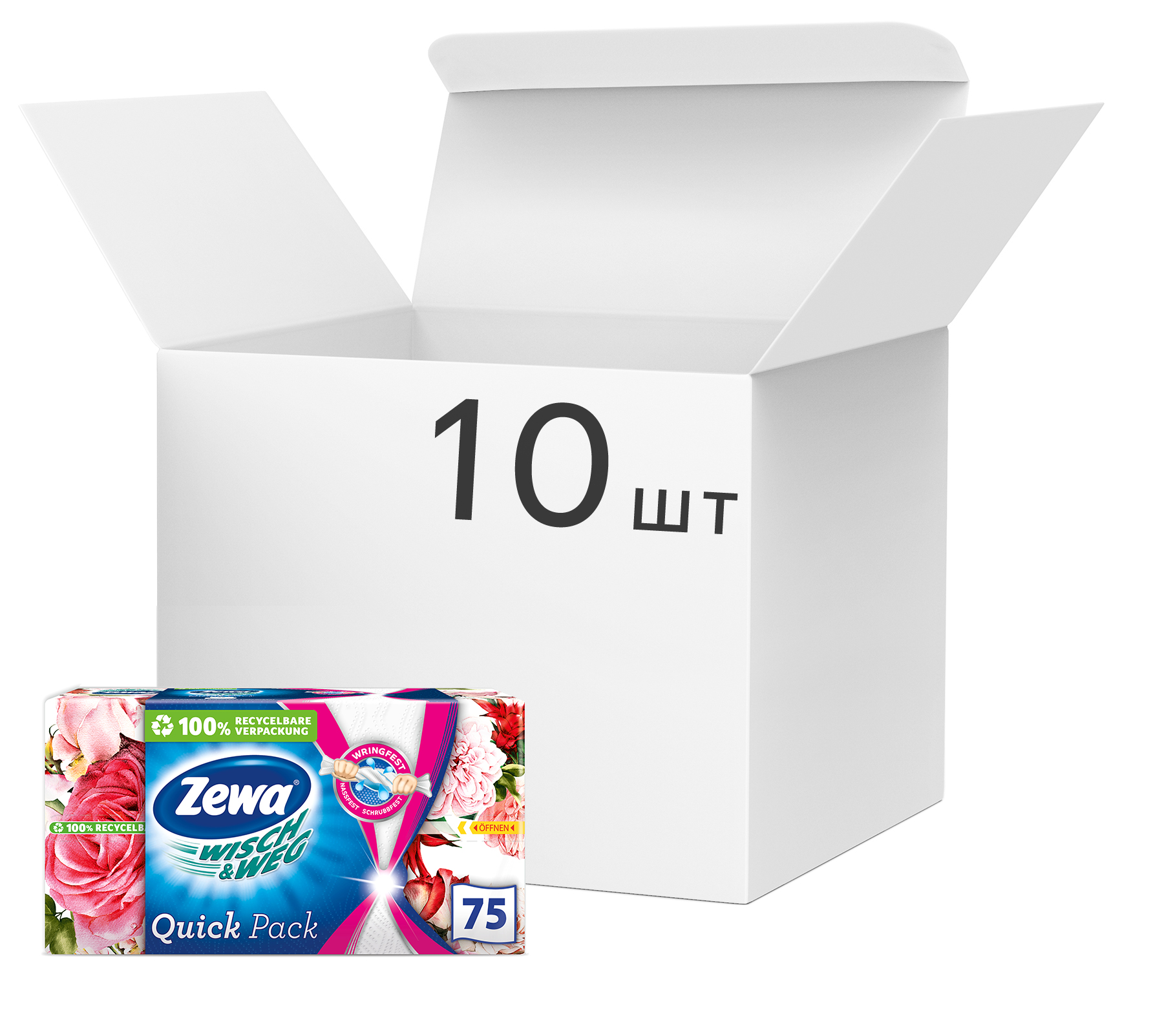 

Упаковка бумажных полотенец Zewa Wisch&Weg Home collection 10 шт 2 слоя по 75 листов