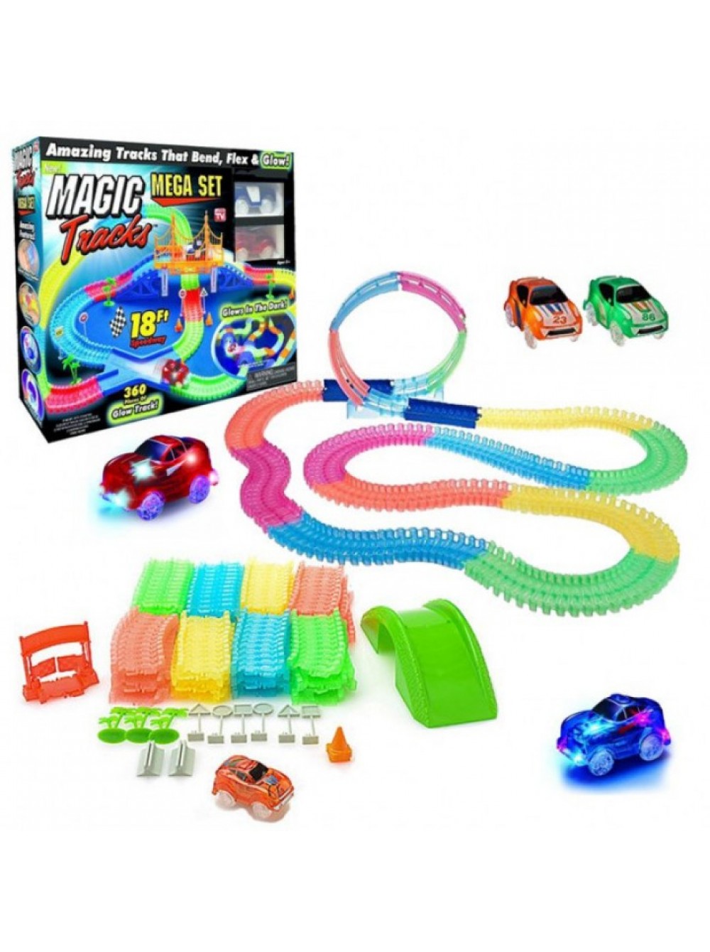 

Гоночная трасса автотрек Magic Tracks Mega Set R203761 на 360 деталей 2 машинки